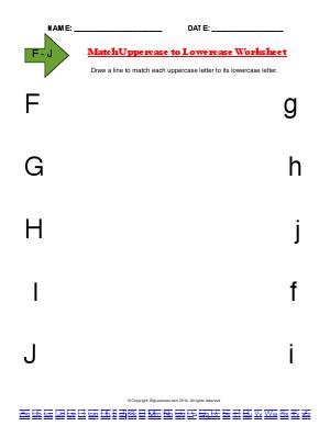 Preview image for worksheet with title Match Uppercase to Lowercase Worksheet
F - J