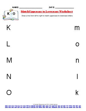 Preview image for worksheet with title Match Uppercase to Lowercase Worksheet K- O
