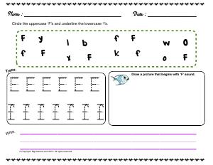 Preview image for worksheet with title Letter 'Ff'