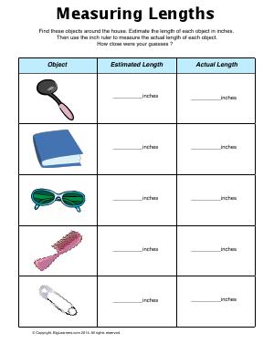 Preview image for worksheet with title Measuring Lengths