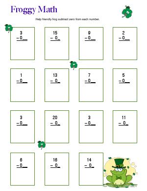 Preview image for worksheet with title Froggy Math