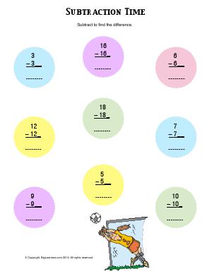 Preview image for worksheet with title Subtraction Time