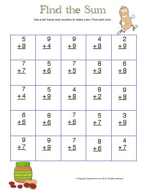 Preview image for worksheet with title Find the Sum