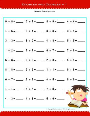 Preview image for worksheet with title Doubles and Doubles + 1