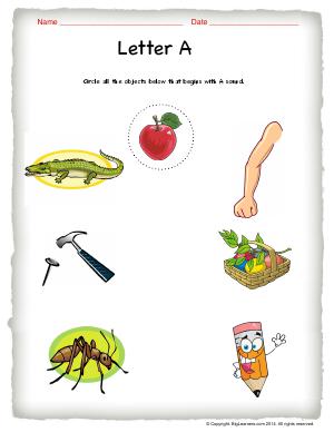 Preview image for worksheet with title Letter A