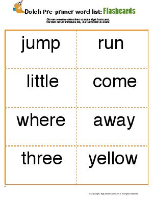 Preview image for worksheet with title Dolch Pre-Primer Word List : Flashcards