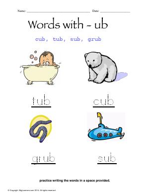 Preview image for worksheet with title Words With - ub
