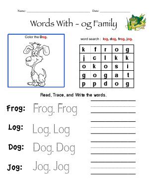 Preview image for worksheet with title Words With - og Family