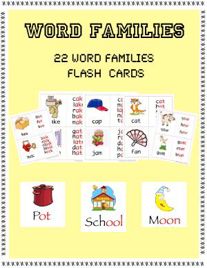 Preview image for worksheet with title Word Families Flashcards
