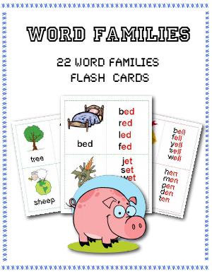 Preview image for worksheet with title Word Families Flashcards