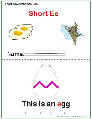 Preview image for worksheet with title Short Vowel Phonics Book - Short Ee Sound