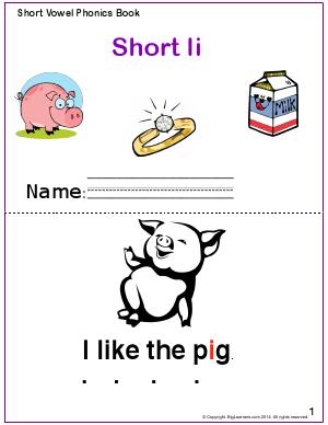 Preview image for worksheet with title Short Vowel Phonics Book - Short Ii Sound
