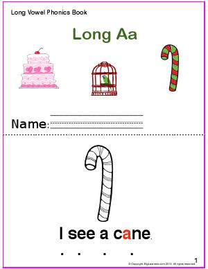 Preview image for worksheet with title Long Vowel Phonics Book - Long Aa Sound