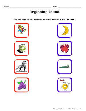 Preview image for worksheet with title Beginning sound
