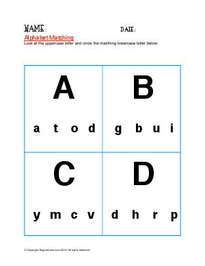 Preview image for worksheet with title Alphabet Matching ( A - D )