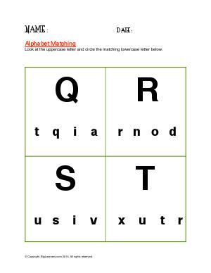 Preview image for worksheet with title Alphabet Matching ( Q - T )