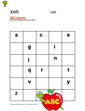 Preview image for worksheet with title ABC Learning ( lowercase letters )