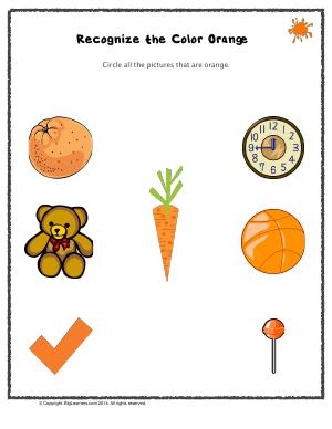 Preview image for worksheet with title Recognize the Color Orange
