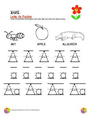 Preview image for worksheet with title Letter Aa Practice