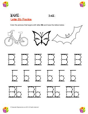 Preview image for worksheet with title Letter Bb Practice