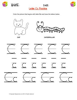 Preview image for worksheet with title Letter Cc Practice