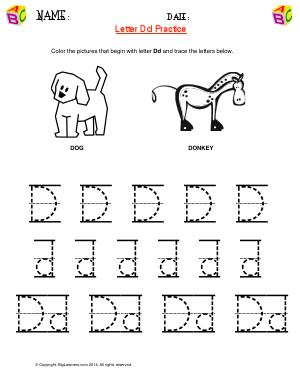 Preview image for worksheet with title Letter Dd Practice