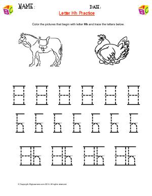 Preview image for worksheet with title Letter Hh Practice