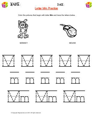 Preview image for worksheet with title Letter Mm Practice
