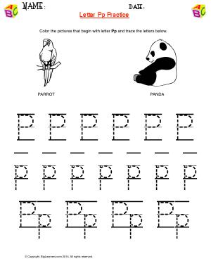 Preview image for worksheet with title Letter Pp Practice
