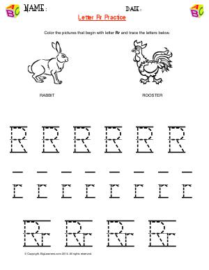 Preview image for worksheet with title Letter Rr Practice