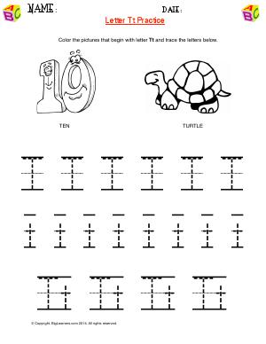 Preview image for worksheet with title Letter Tt Practice