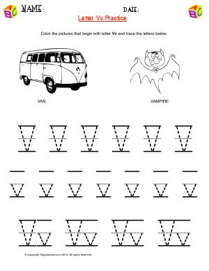 Preview image for worksheet with title Letter Vv Practice