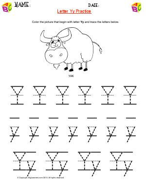 Preview image for worksheet with title Letter Yy Practice