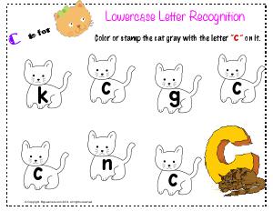 Preview image for worksheet with title Lowercase Letter Recognition - Letter c