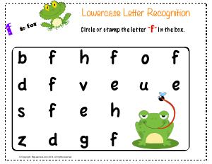 Preview image for worksheet with title Lowercase Letter Recognition - "f"
