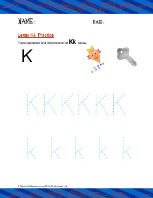 Preview image for worksheet with title Letter Kk Practice
