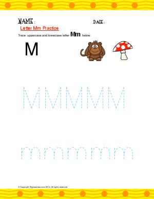 Preview image for worksheet with title Letter Mm Practice