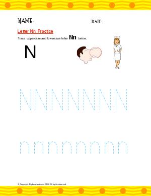 Preview image for worksheet with title Letter Nn Practice