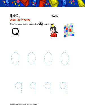 Preview image for worksheet with title Letter Qq Practice