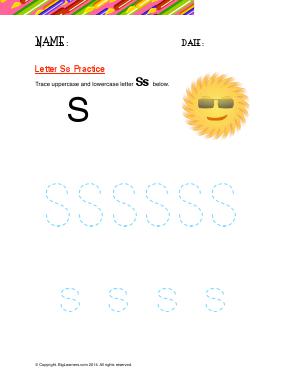 Preview image for worksheet with title Letter Ss Practice