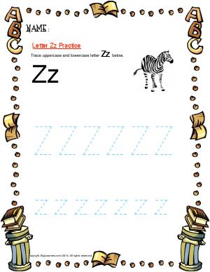 Preview image for worksheet with title Letter Zz Practice