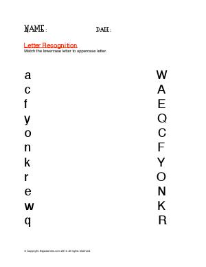 Preview image for worksheet with title Letter Recognition