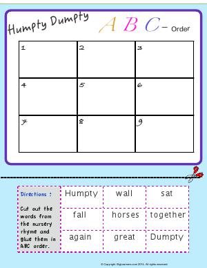Preview image for worksheet with title Humpty Dumpty - ABC Order