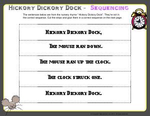 Preview image for worksheet with title Hickory Dickory Dock - Sequencing