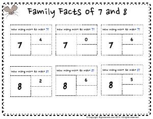Preview image for worksheet with title Family Facts of 7 and 8