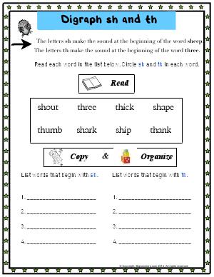 Preview image for worksheet with title Digraphs Sh and Th ( Baa Baa Black Sheep)