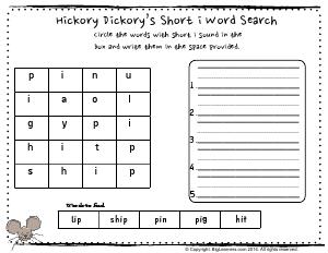 Preview image for worksheet with title Hickory Dickory's Short i Word Search