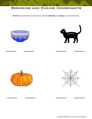 Preview image for worksheet with title Beginning and Ending Consonants