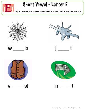 Preview image for worksheet with title Short Vowel - Letter E