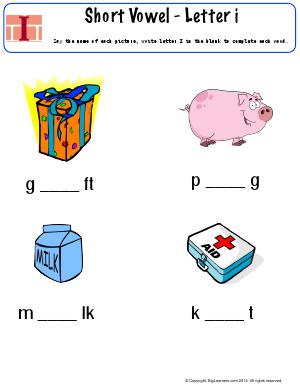 Preview image for worksheet with title Short Vowel - Letter I